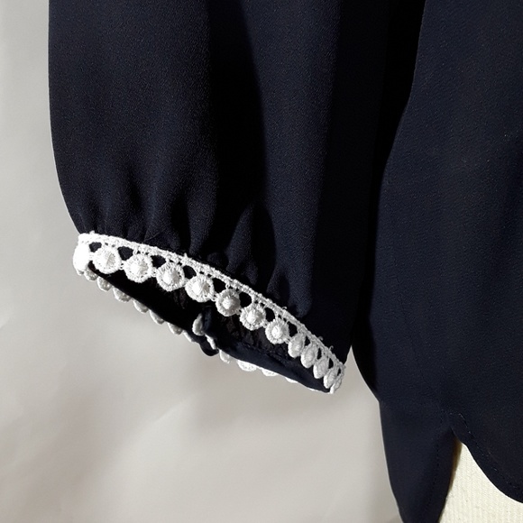 Zara navy blue semi-sheer blouse - Picture 6 of 6